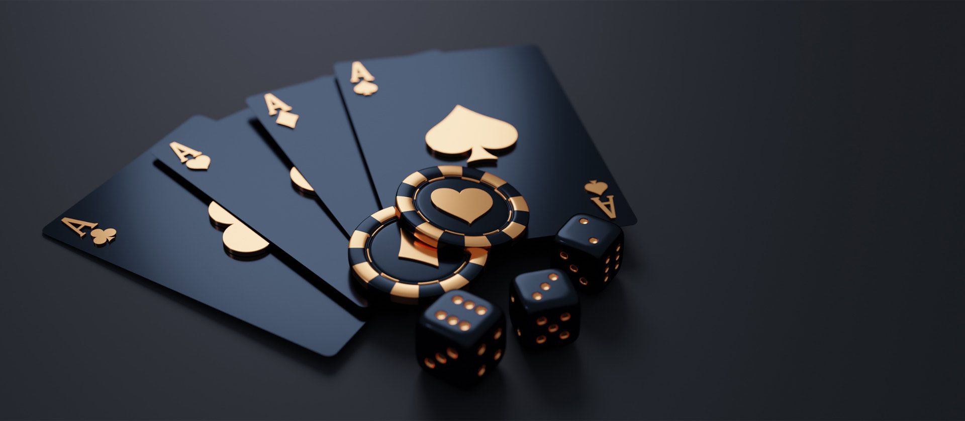 Playing cards and dice on the table.