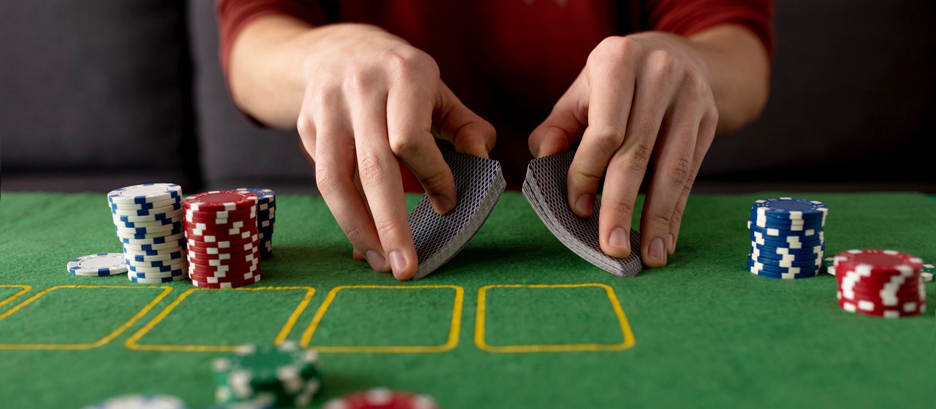A man folds a poker game.
